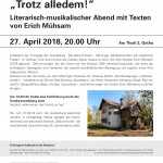 "Trotz Alledem!" - Literarisch-musikalischer Abend mit Texten von Erich Mühsam