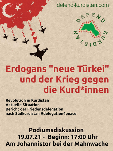 Podiumsdiskussion Erdoğans »Neue Türkei« und der Krieg gegen die Kurd*innen + Bericht der Friedensdelegation nach Südkurdistan