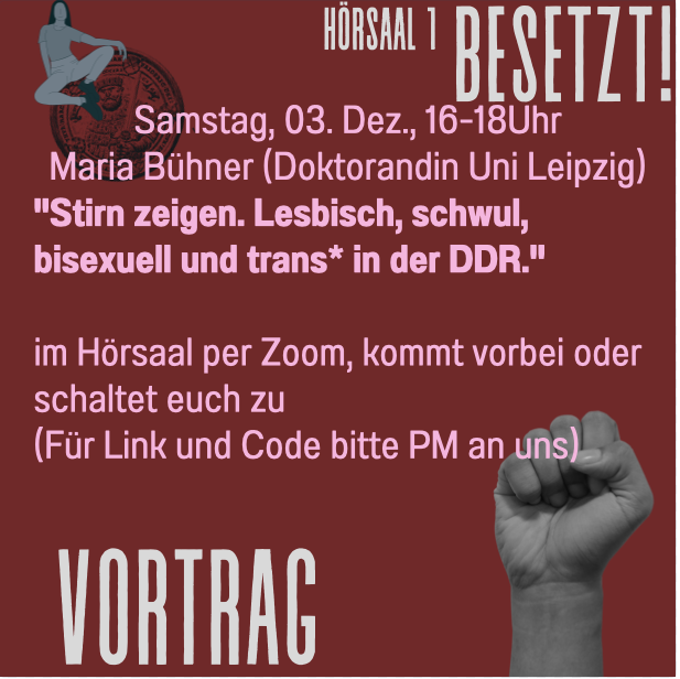 Vortrag: "Stirn zeigen. Lesbisch, schwul, bisexuell und trans* in der DDR."