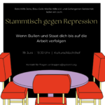 Stammtisch gegen Repression – Wenn Staat und Bullen dich bis auf die Arbeit verfolgen