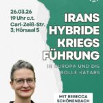 Irans hybride Kriegsführung in Europa und die Rolle Katars (Vortrag und Diskussion) mit Rebecca Schönenbach
