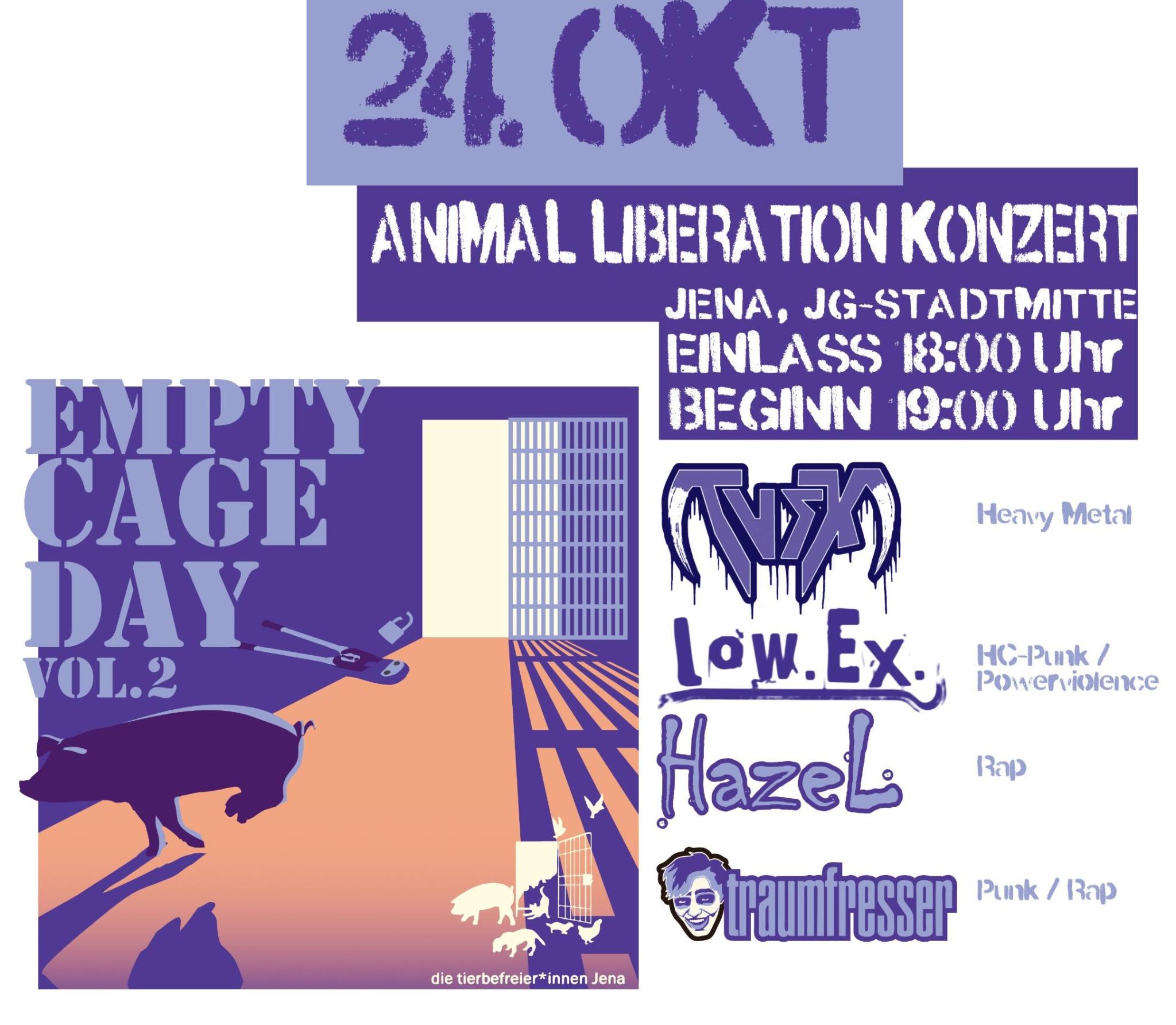 "Empty Cage Day" — Tierbefreiungskonzert in der JG